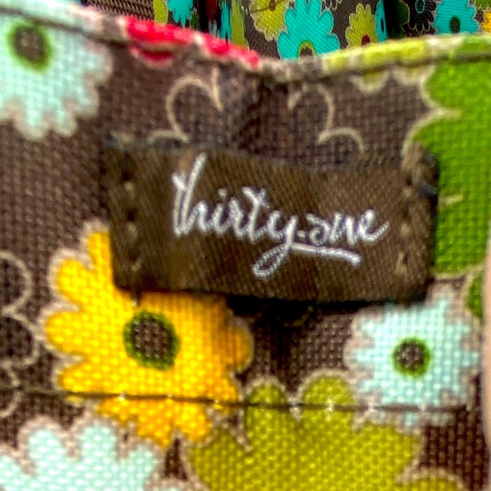 Thirty One Brand Open Tote Brown Background With Brightly Colored Floral Design - Picture 4 of 6